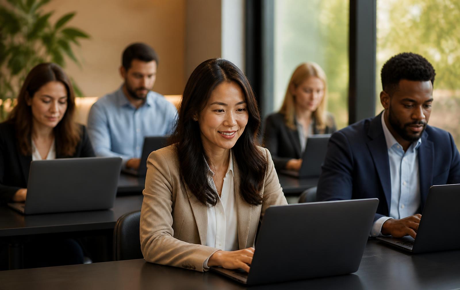 Adult professionals participating in an AI workforce training session